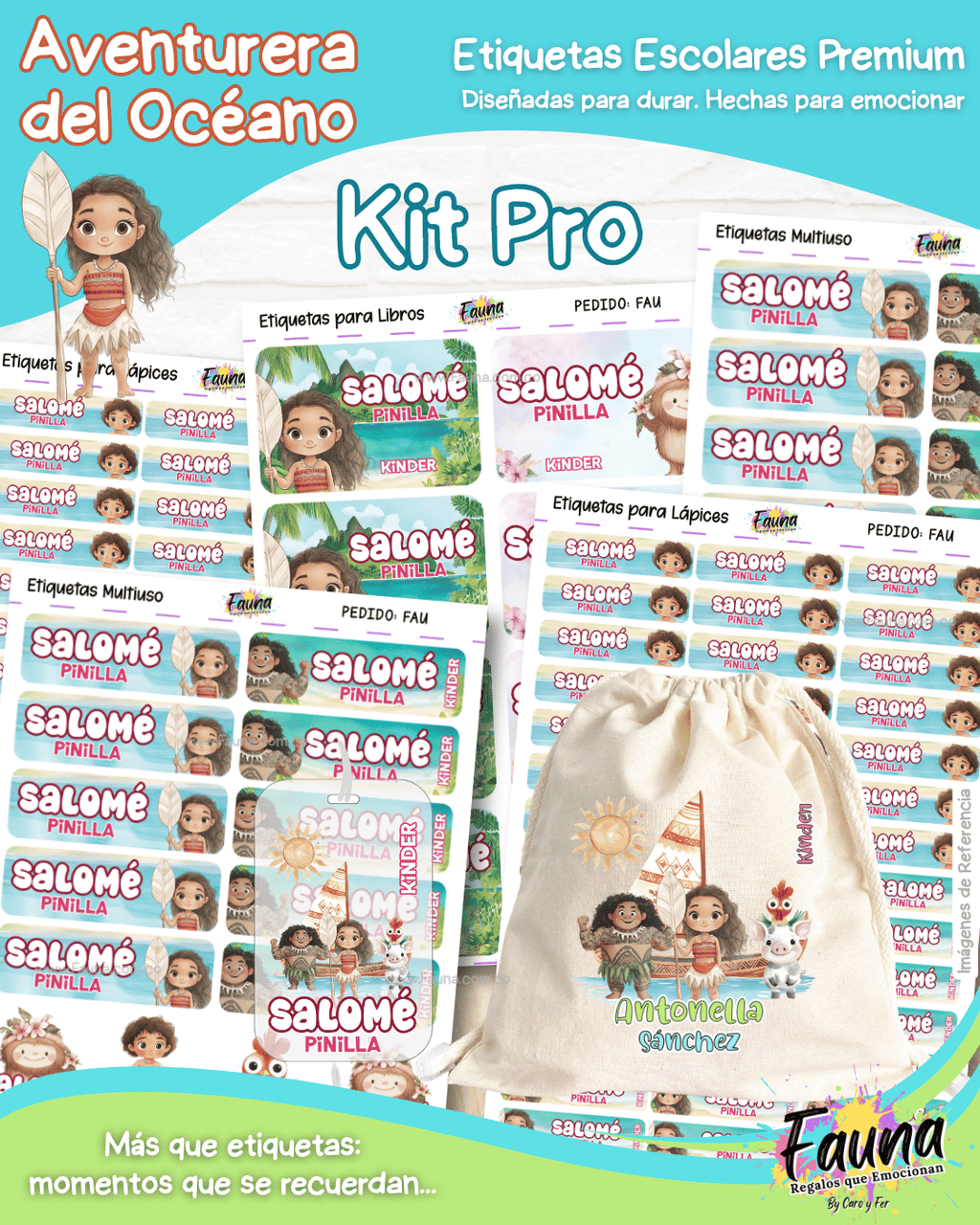 Aventurera del Océano 🌺 - Etiquetas Escolares Premium Personalizadas