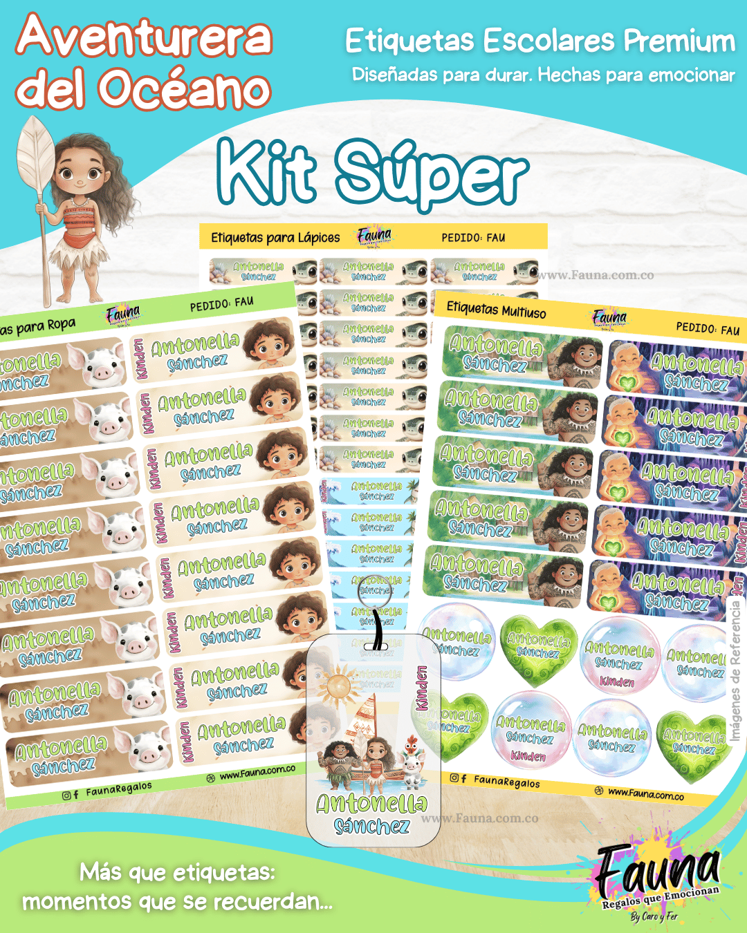 Aventurera del Océano 🌺 - Etiquetas Escolares Premium Personalizadas