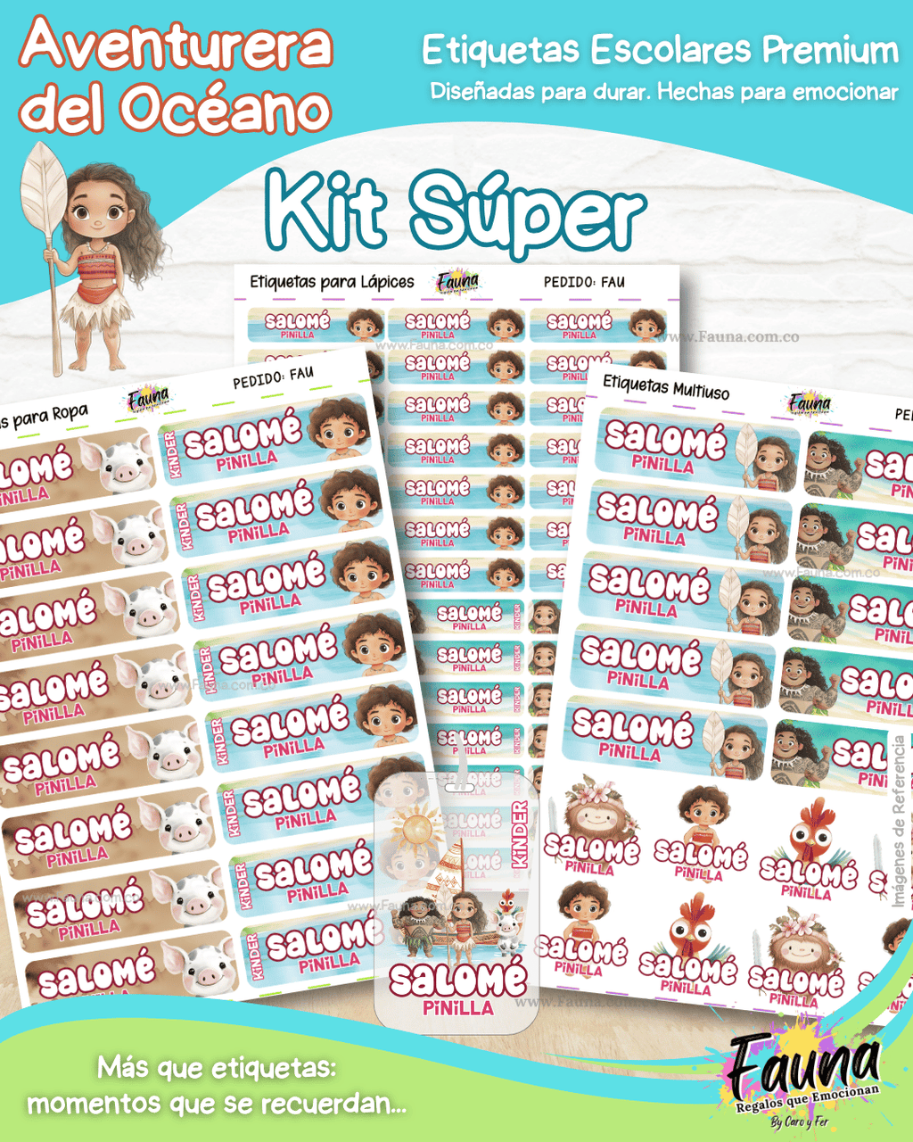 Aventurera del Océano 🌺 - Etiquetas Escolares Premium Personalizadas