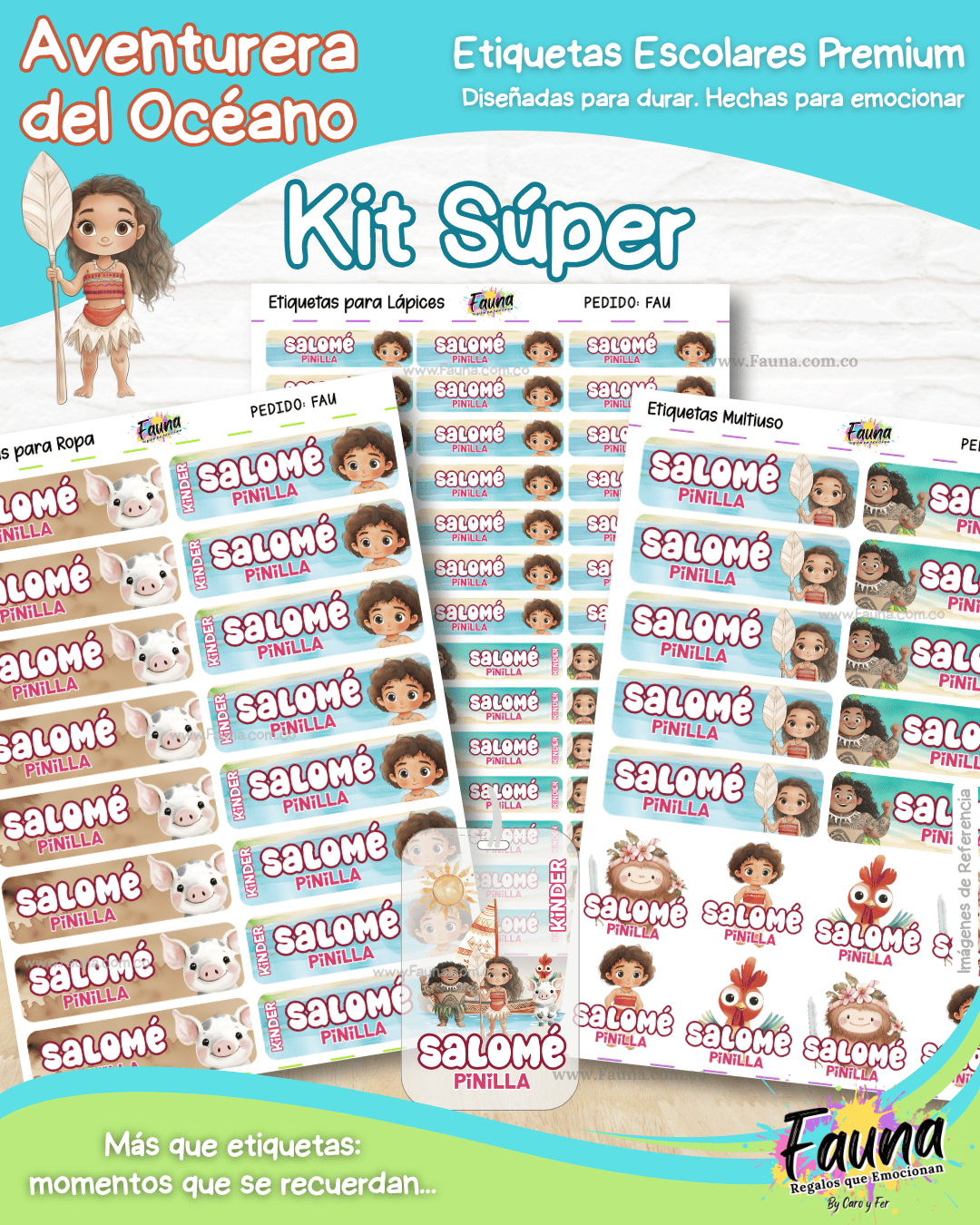 Aventurera del Océano 🌺 - Etiquetas Escolares Premium Personalizadas