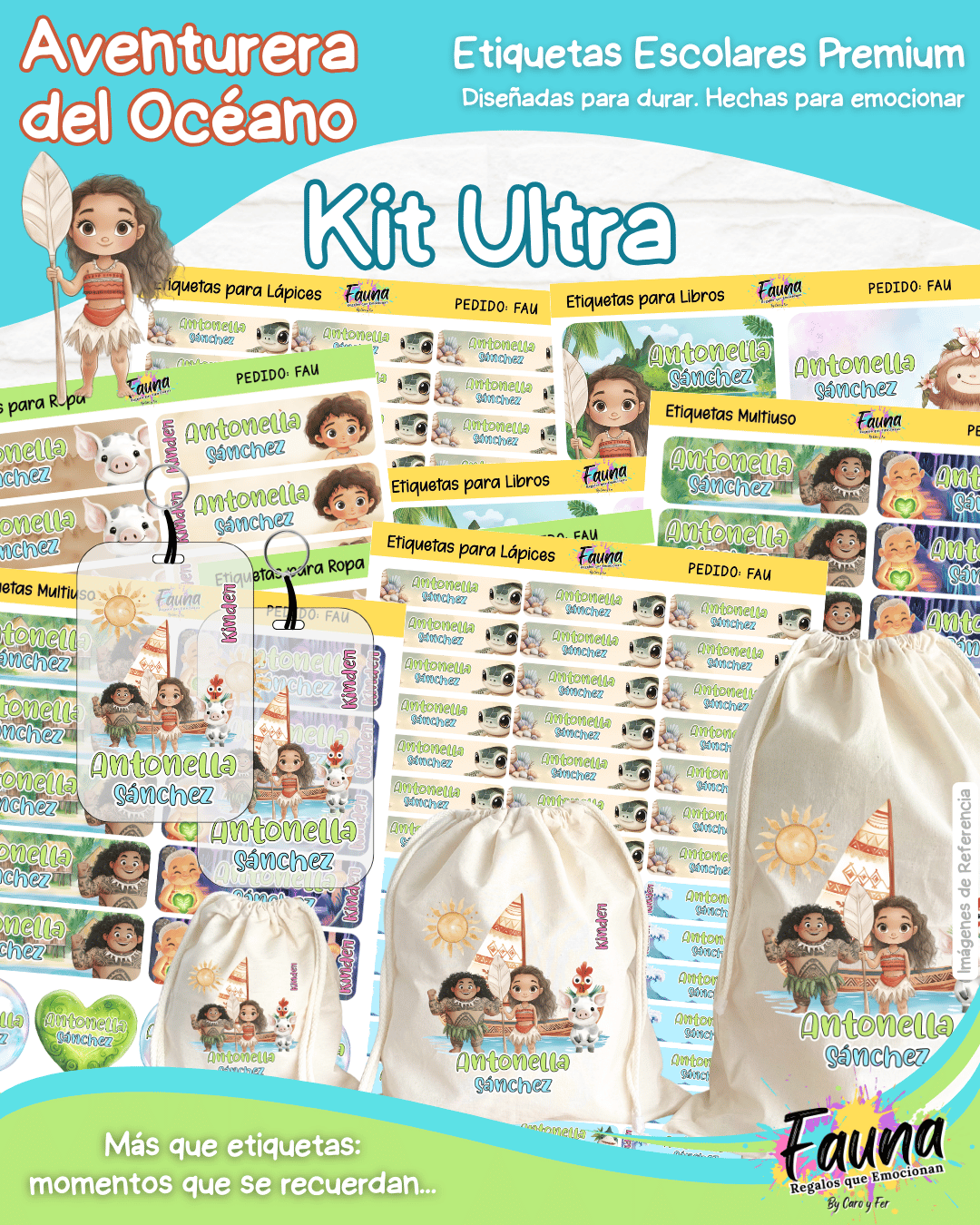 Aventurera del Océano 🌺 - Etiquetas Escolares Premium Personalizadas