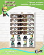 Bloques Pixelados 🟩 - Etiquetas Escolares Premium Personalizadas