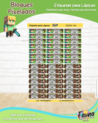 Bloques Pixelados 🟩 - Etiquetas Escolares Premium Personalizadas