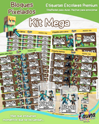 Bloques Pixelados 🟩 - Etiquetas Escolares Premium Personalizadas