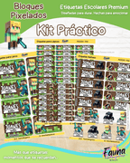 Bloques Pixelados 🟩 - Etiquetas Escolares Premium Personalizadas