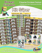 Bloques Pixelados 🟩 - Etiquetas Escolares Premium Personalizadas