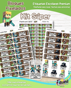 Bloques Pixelados 🟩 - Etiquetas Escolares Premium Personalizadas