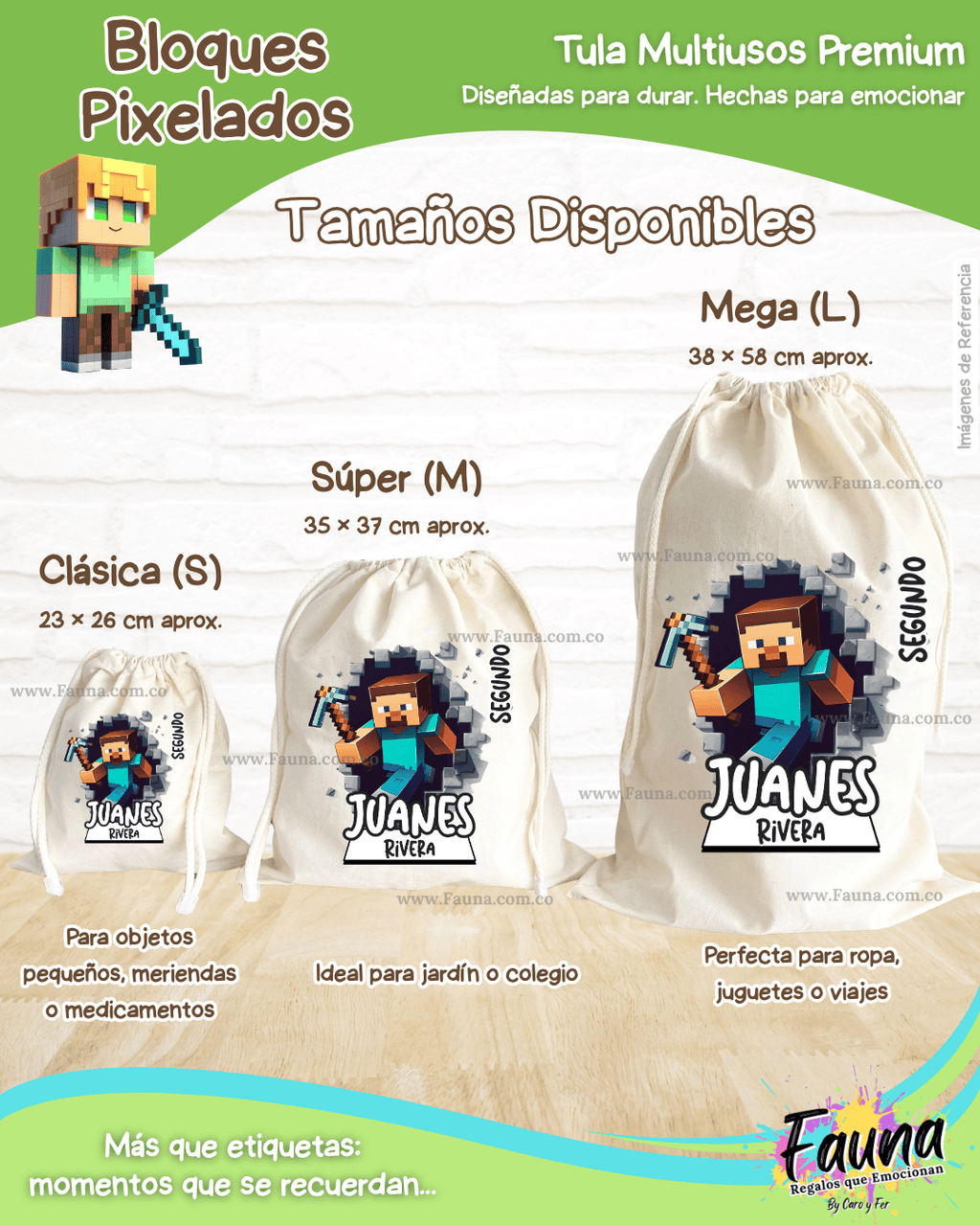 Bloques Pixelados 🟩 - Etiquetas Escolares Premium Personalizadas