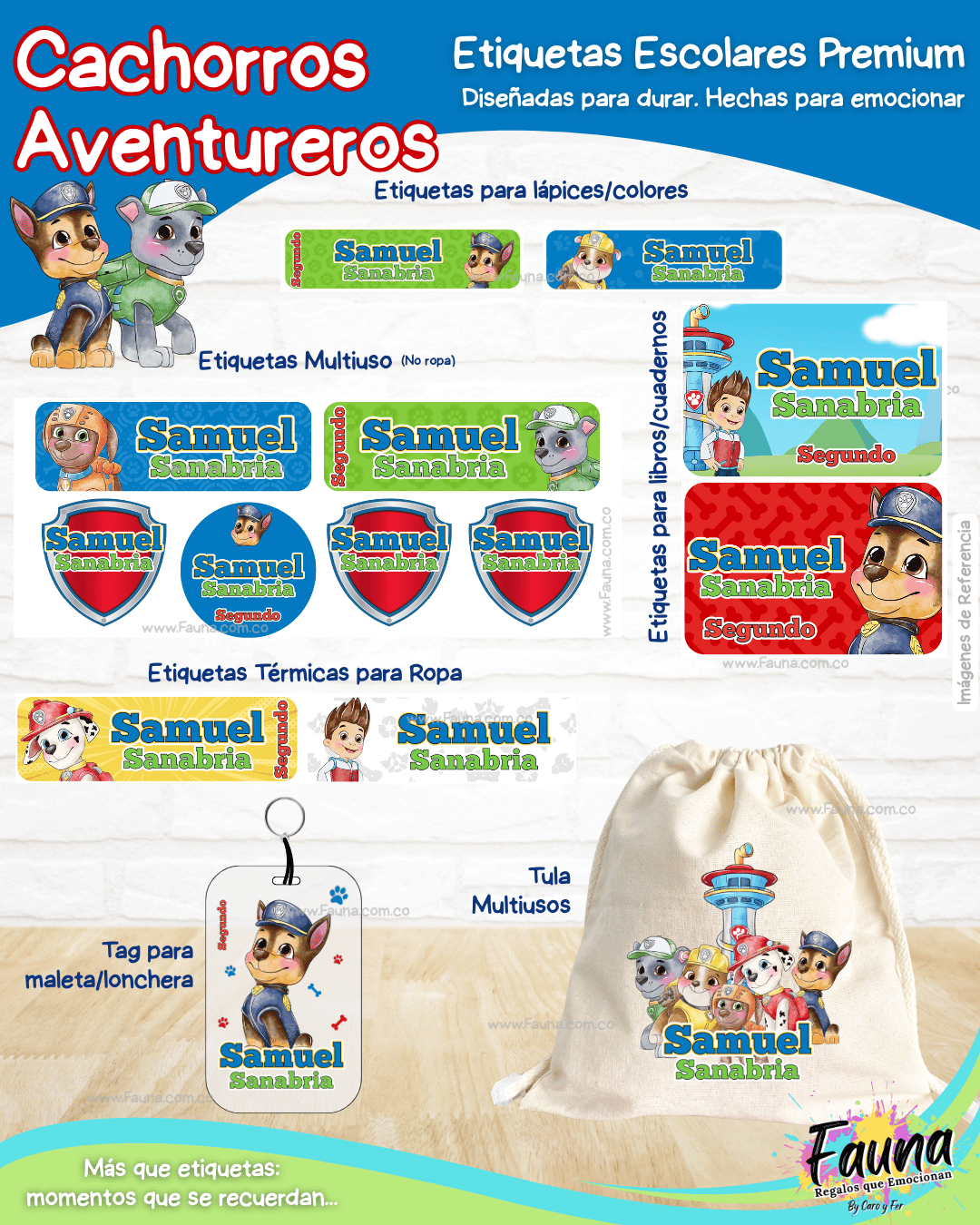Cachorros Aventureros 🐾 - Etiquetas Escolares Premium Personalizadas