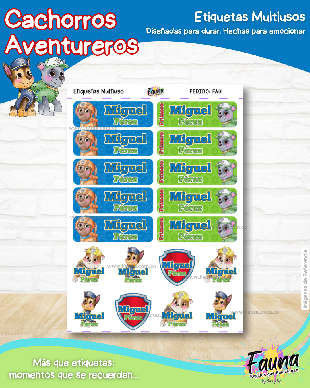 Cachorros Aventureros 🐾 - Etiquetas Escolares Premium Personalizadas