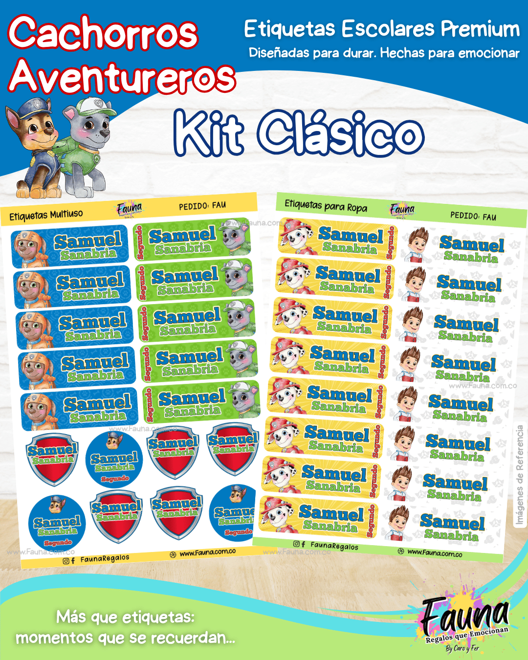 Cachorros Aventureros 🐾 - Etiquetas Escolares Premium Personalizadas