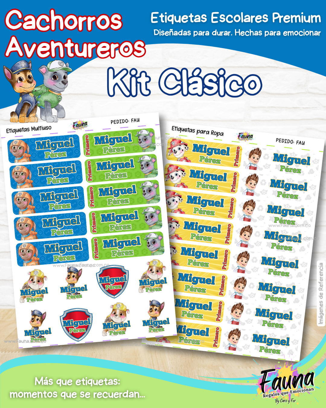Cachorros Aventureros 🐾 - Etiquetas Escolares Premium Personalizadas