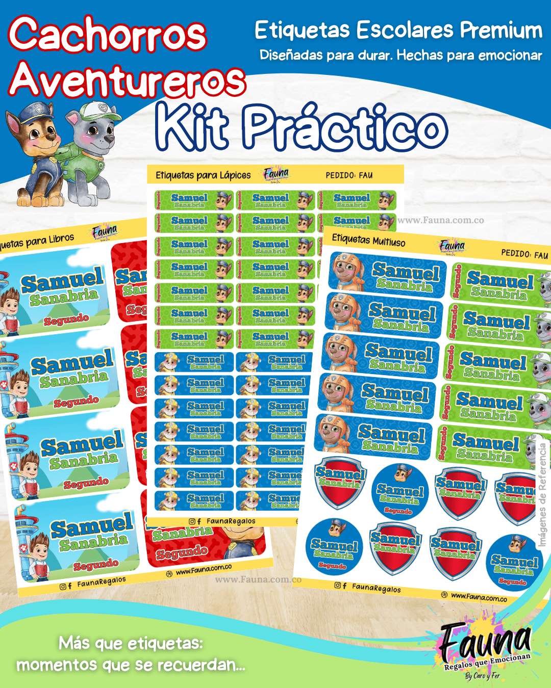 Cachorros Aventureros 🐾 - Etiquetas Escolares Premium Personalizadas
