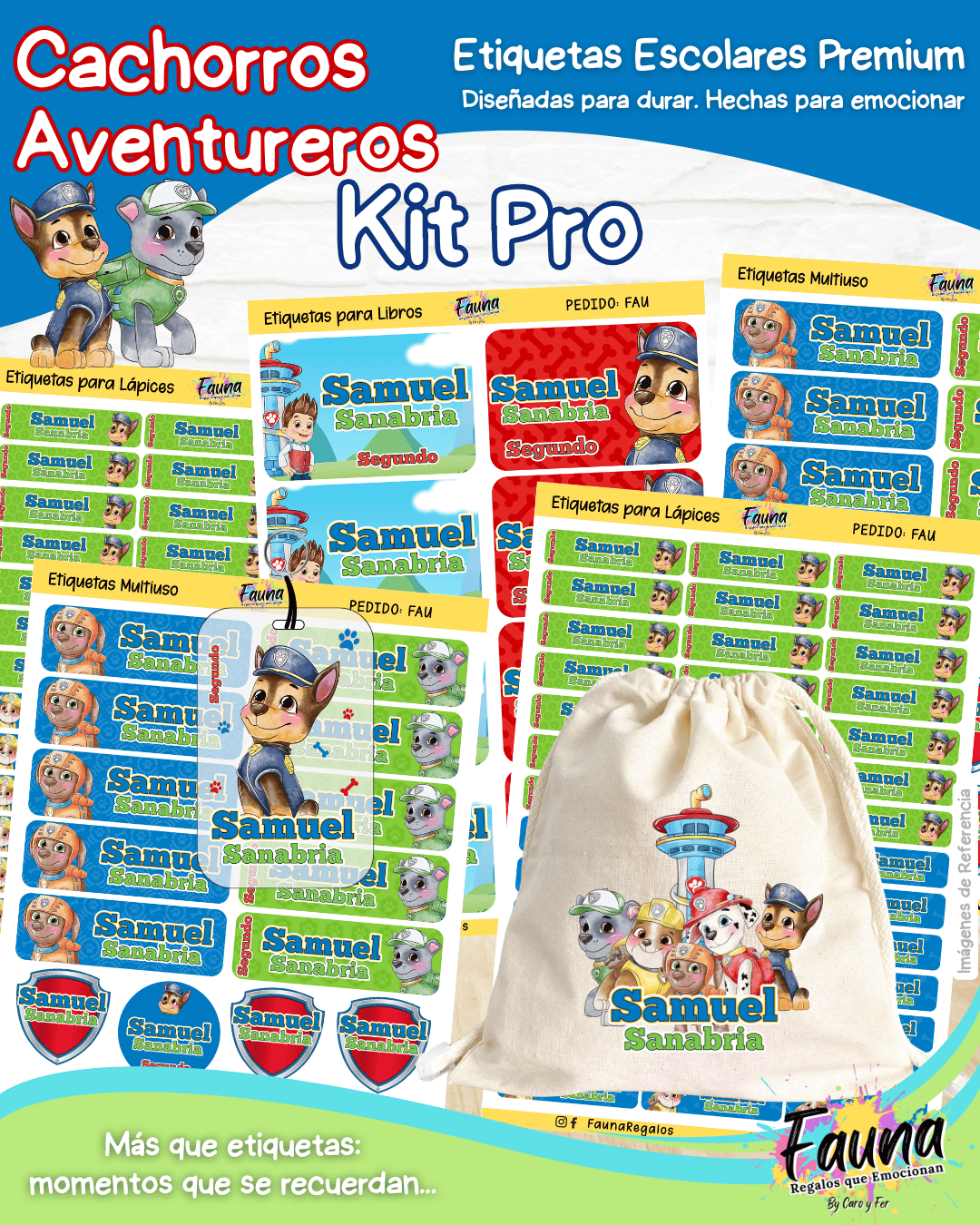 Cachorros Aventureros 🐾 - Etiquetas Escolares Premium Personalizadas