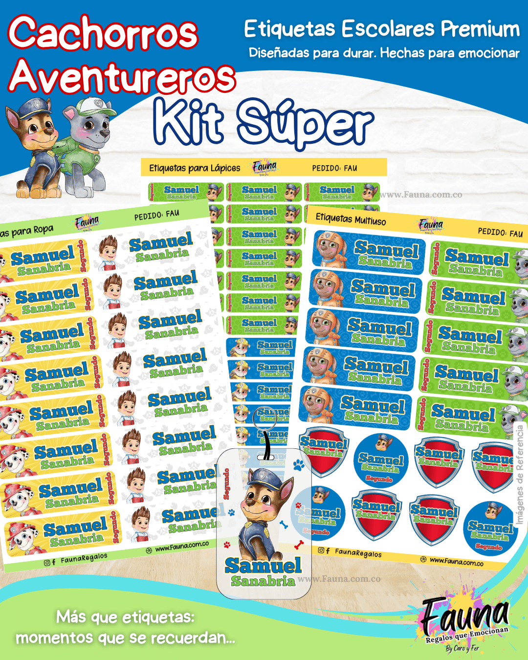 Cachorros Aventureros 🐾 - Etiquetas Escolares Premium Personalizadas