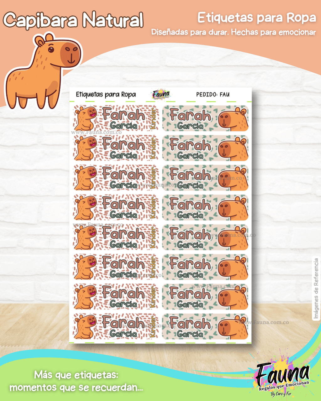 Capibara Natural 🦫 - Etiquetas Escolares Premium Personalizadas