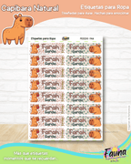Capibara Natural 🦫 - Etiquetas Escolares Premium Personalizadas