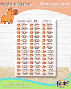 Capibara Natural 🦫 - Etiquetas Escolares Premium Personalizadas