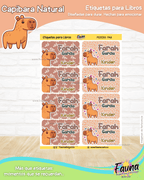 Capibara Natural 🦫 - Etiquetas Escolares Premium Personalizadas