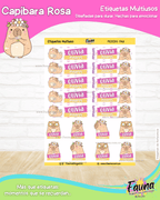 Capibara Rosa 💗 - Etiquetas Escolares Premium Personalizadas
