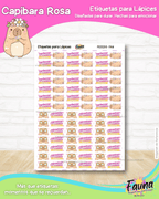 Capibara Rosa 💗 - Etiquetas Escolares Premium Personalizadas