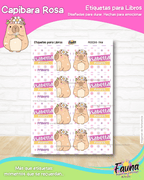Capibara Rosa 💗 - Etiquetas Escolares Premium Personalizadas