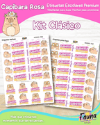 Capibara Rosa 💗 - Etiquetas Escolares Premium Personalizadas