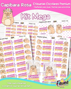 Capibara Rosa 💗 - Etiquetas Escolares Premium Personalizadas