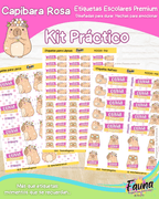 Capibara Rosa 💗 - Etiquetas Escolares Premium Personalizadas
