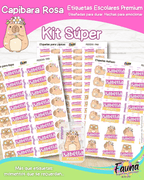 Capibara Rosa 💗 - Etiquetas Escolares Premium Personalizadas