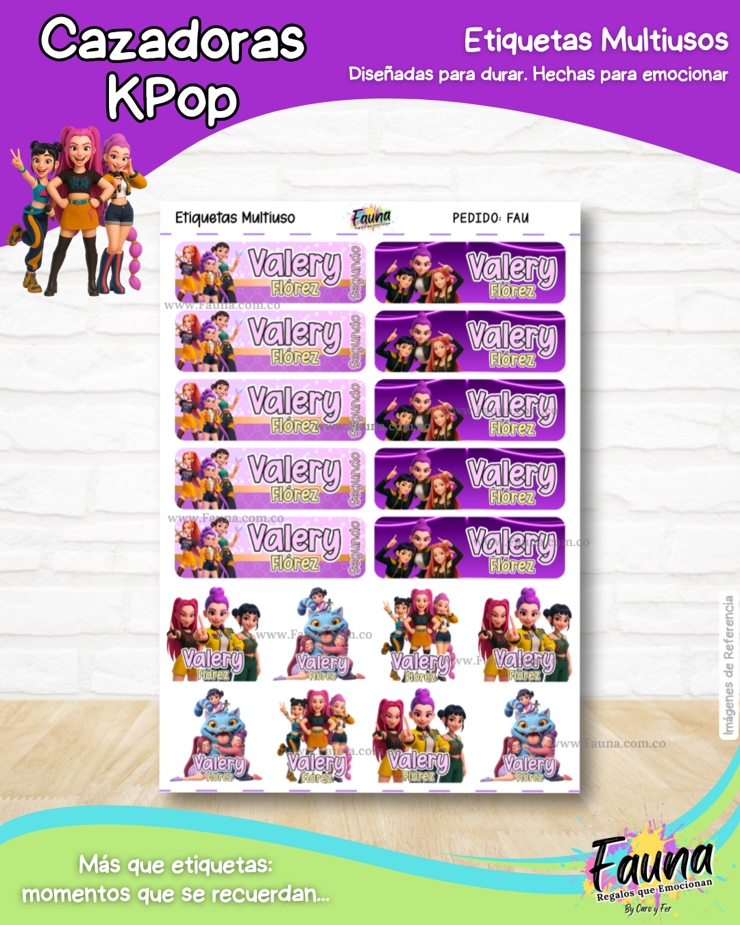 Cazadoras K-Pop 💜 - Etiquetas Escolares Premium Personalizadas