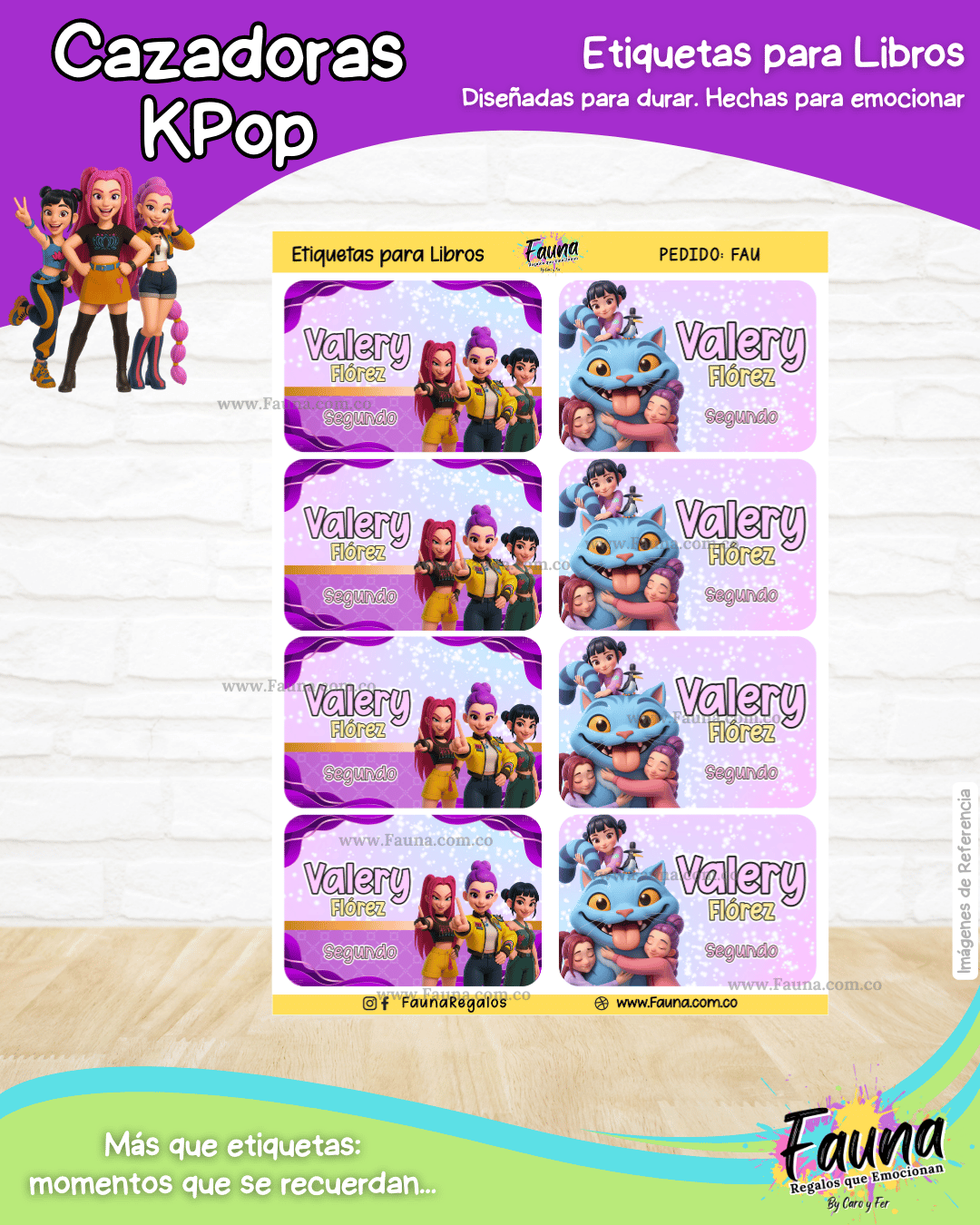 Cazadoras K-Pop 💜 - Etiquetas Escolares Premium Personalizadas