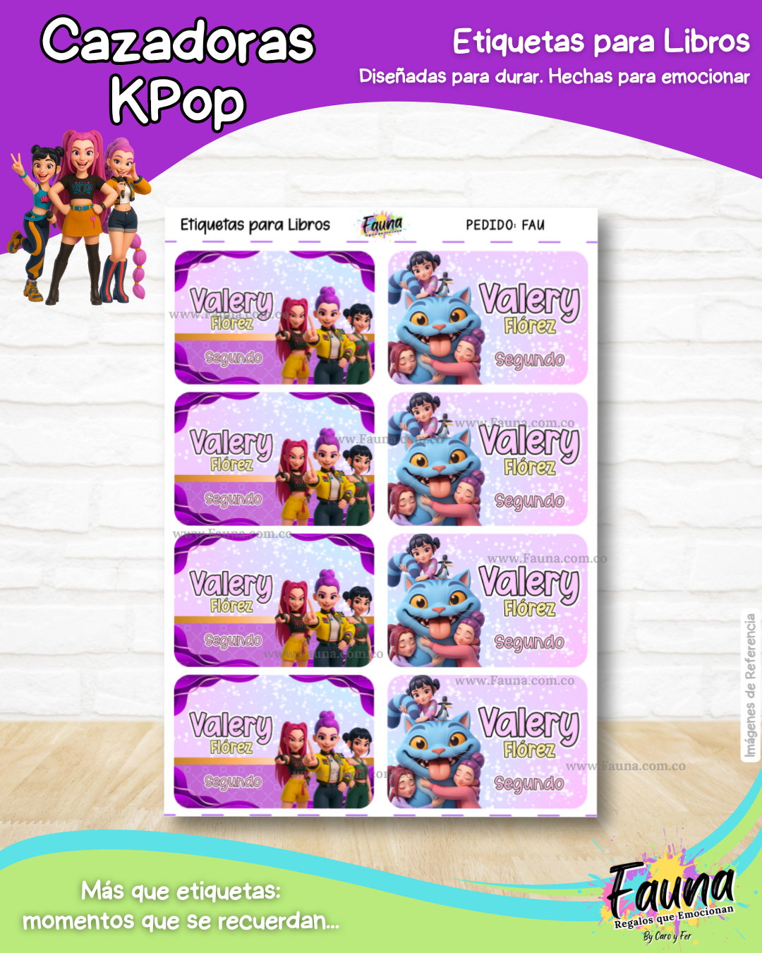 Cazadoras K-Pop 💜 - Etiquetas Escolares Premium Personalizadas
