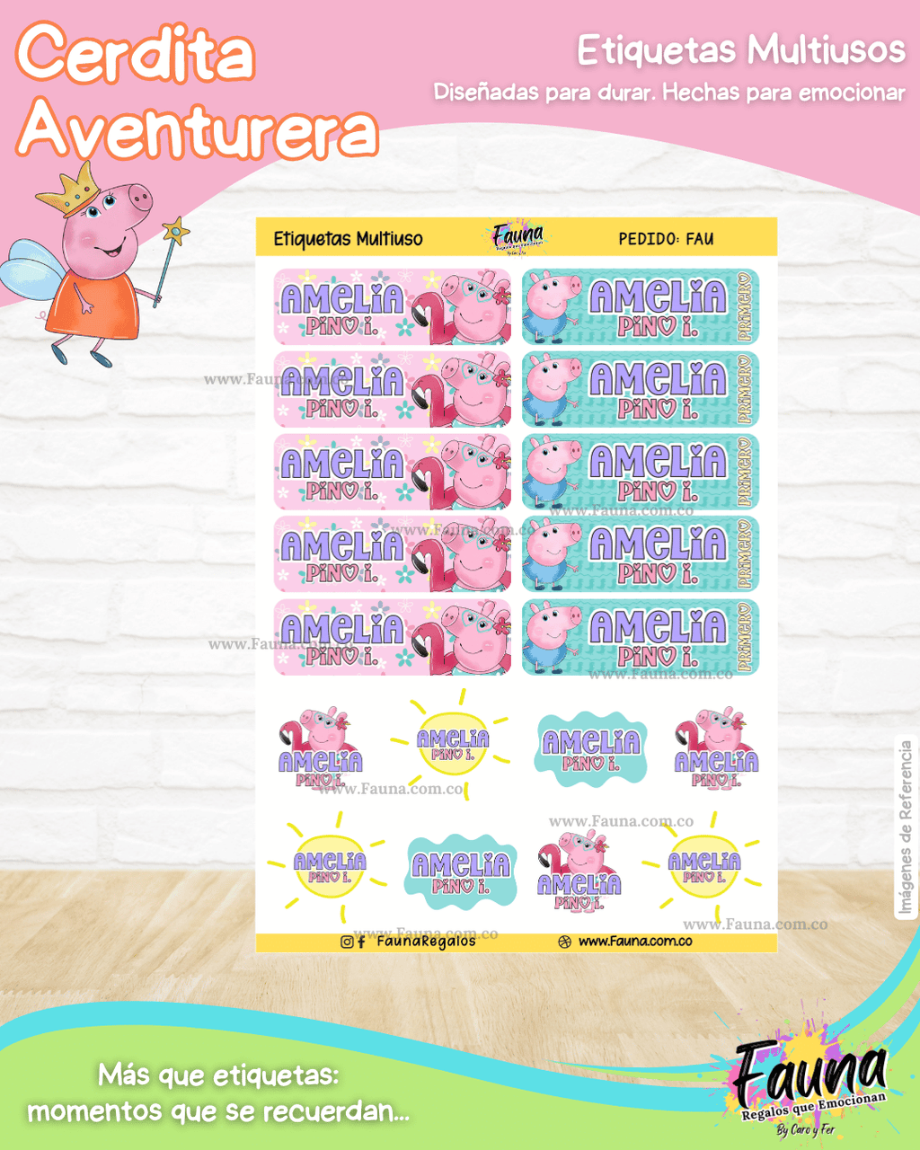 Cerdita Aventurera 🐷 - Etiquetas Escolares Premium Personalizadas