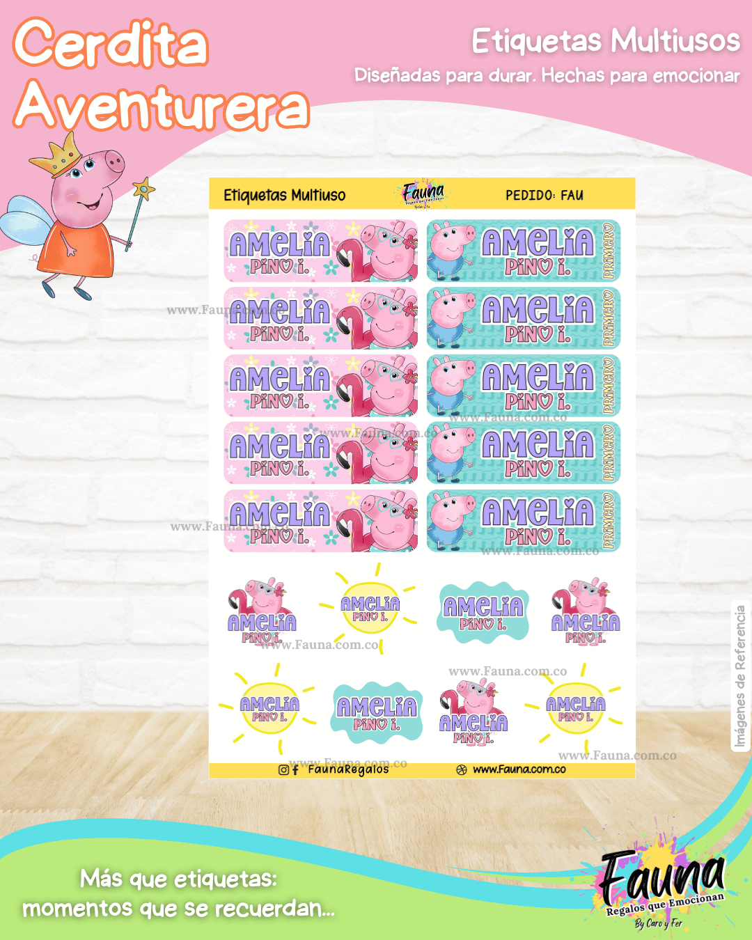 Cerdita Aventurera 🐷 - Etiquetas Escolares Premium Personalizadas