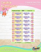 Cerdita Aventurera 🐷 - Etiquetas Escolares Premium Personalizadas