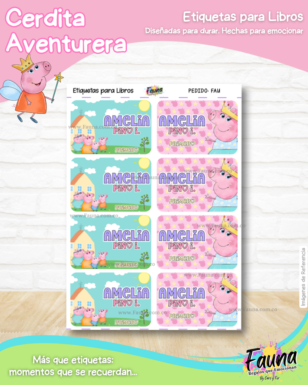 Cerdita Aventurera 🐷 - Etiquetas Escolares Premium Personalizadas