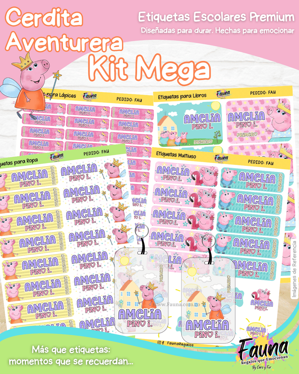 Cerdita Aventurera 🐷 - Etiquetas Escolares Premium Personalizadas
