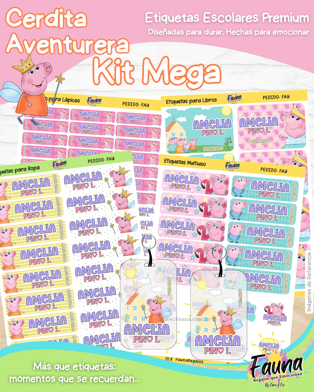 Cerdita Aventurera 🐷 - Etiquetas Escolares Premium Personalizadas