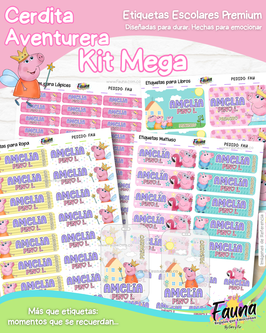 Cerdita Aventurera 🐷 - Etiquetas Escolares Premium Personalizadas