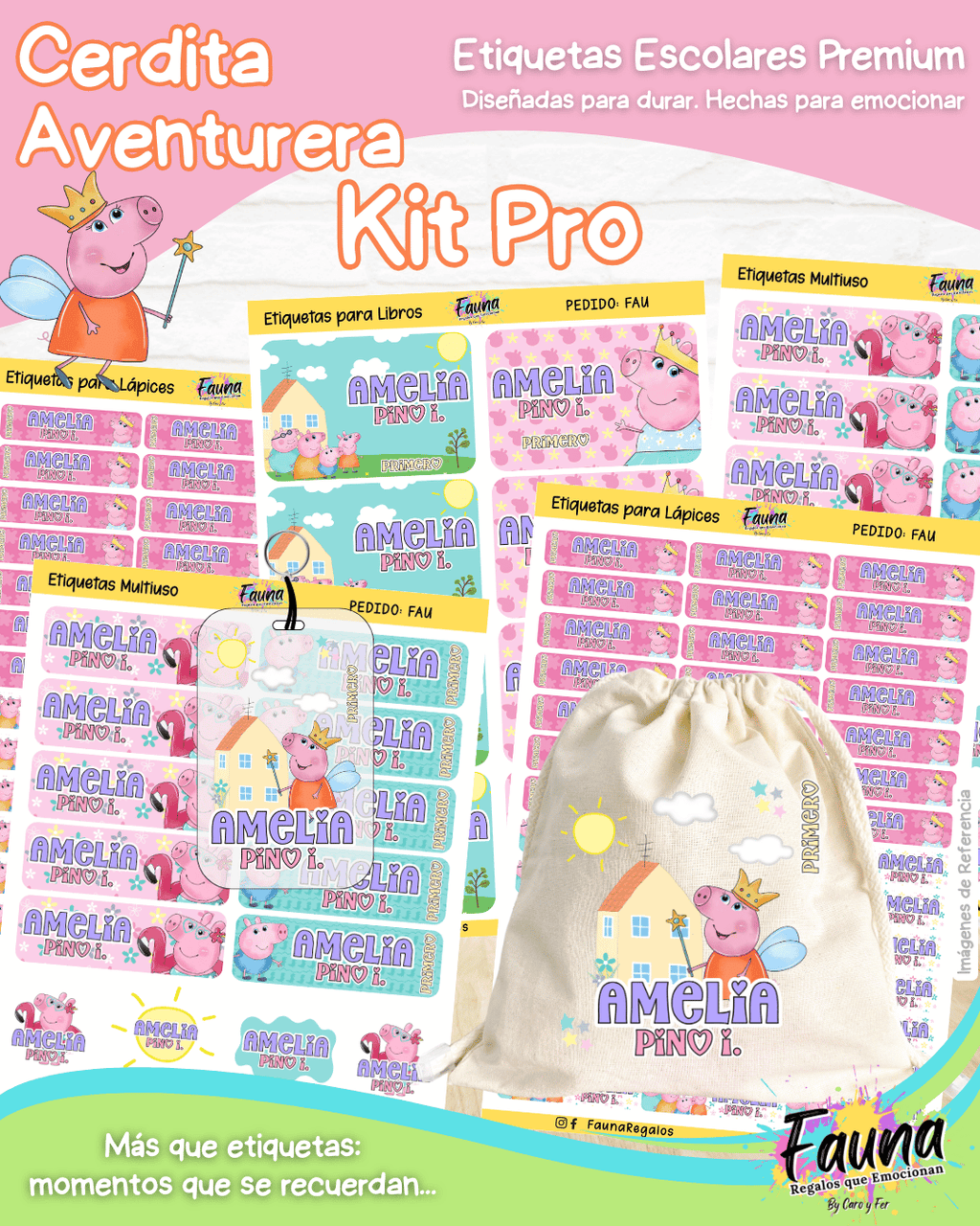 Cerdita Aventurera 🐷 - Etiquetas Escolares Premium Personalizadas