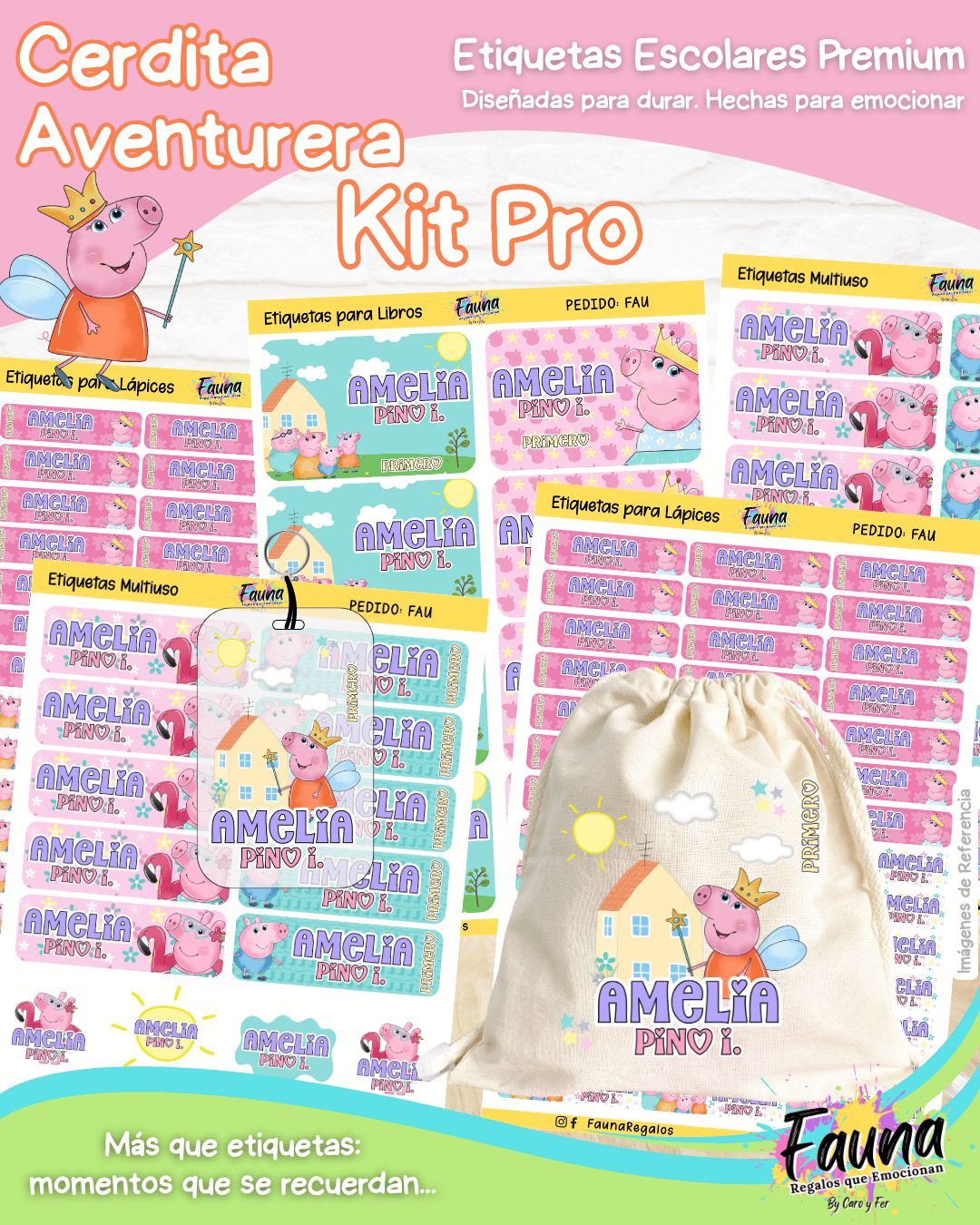 Cerdita Aventurera 🐷 - Etiquetas Escolares Premium Personalizadas