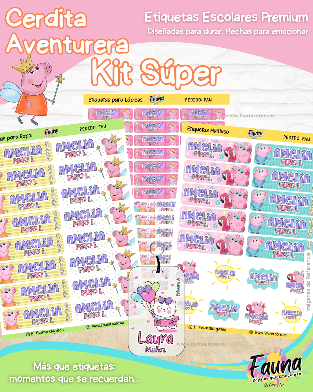 Cerdita Aventurera 🐷 - Etiquetas Escolares Premium Personalizadas