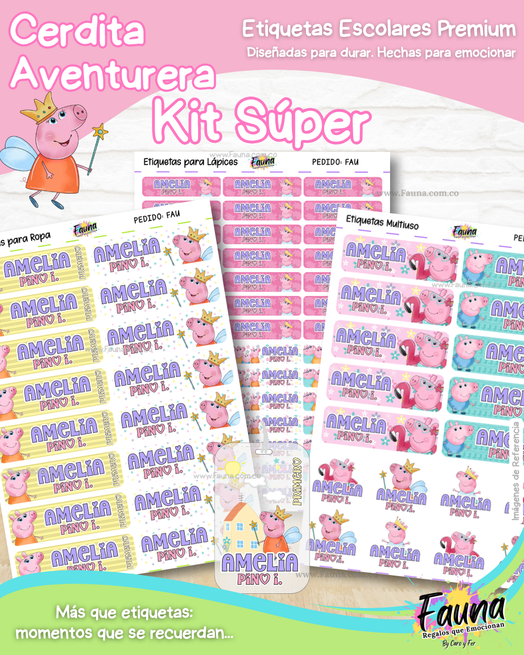Cerdita Aventurera 🐷 - Etiquetas Escolares Premium Personalizadas