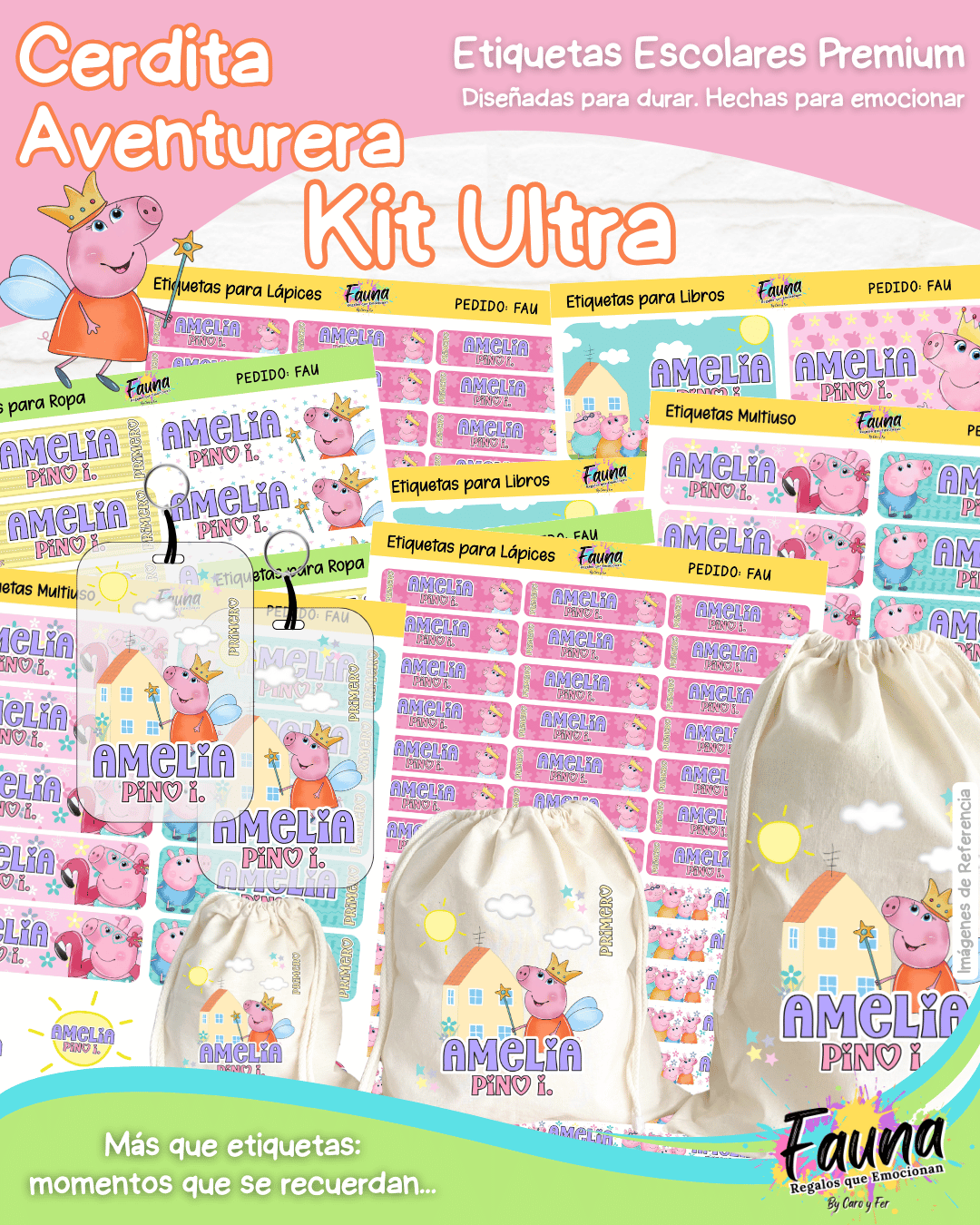 Cerdita Aventurera 🐷 - Etiquetas Escolares Premium Personalizadas