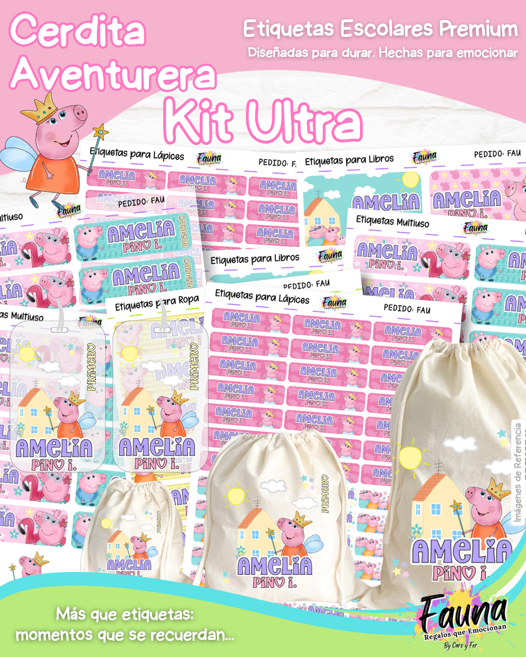 Cerdita Aventurera 🐷 - Etiquetas Escolares Premium Personalizadas