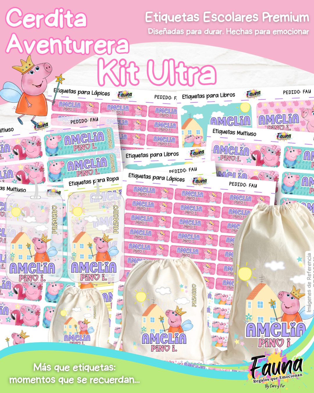 Cerdita Aventurera 🐷 - Etiquetas Escolares Premium Personalizadas