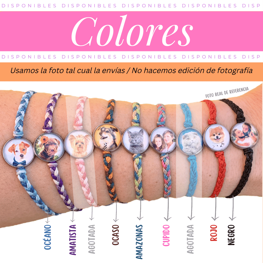 2 Pulseras Tejidas a Mano con Foto Personalizadas
