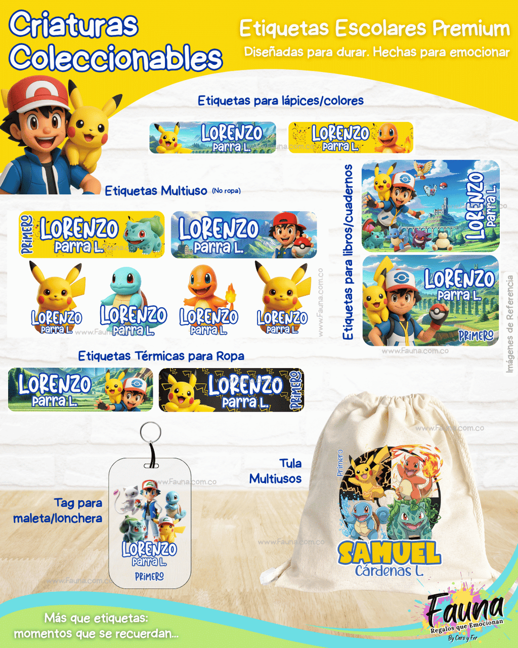 Criaturas Coleccionables 🟡 - Etiquetas Escolares Premium Personalizadas
