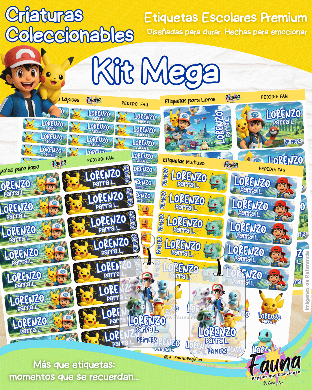 Criaturas Coleccionables 🟡 - Etiquetas Escolares Premium Personalizadas